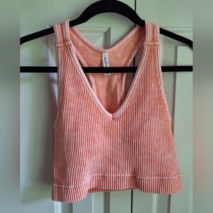 Zenana Ribbed Racerback Bralette Top With Removable Pads NWOT